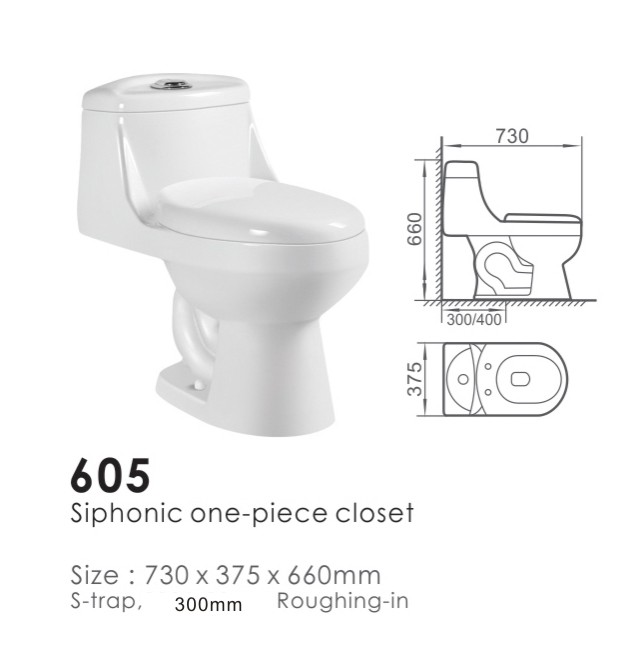 605 Hot Sale One piece Toilet 